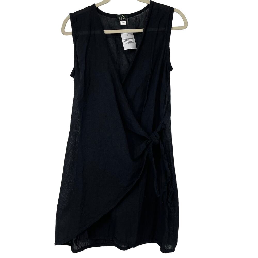 ZIG ZAG Asian CollectionBlack Sleeveless Wrap Dress Small/Medium